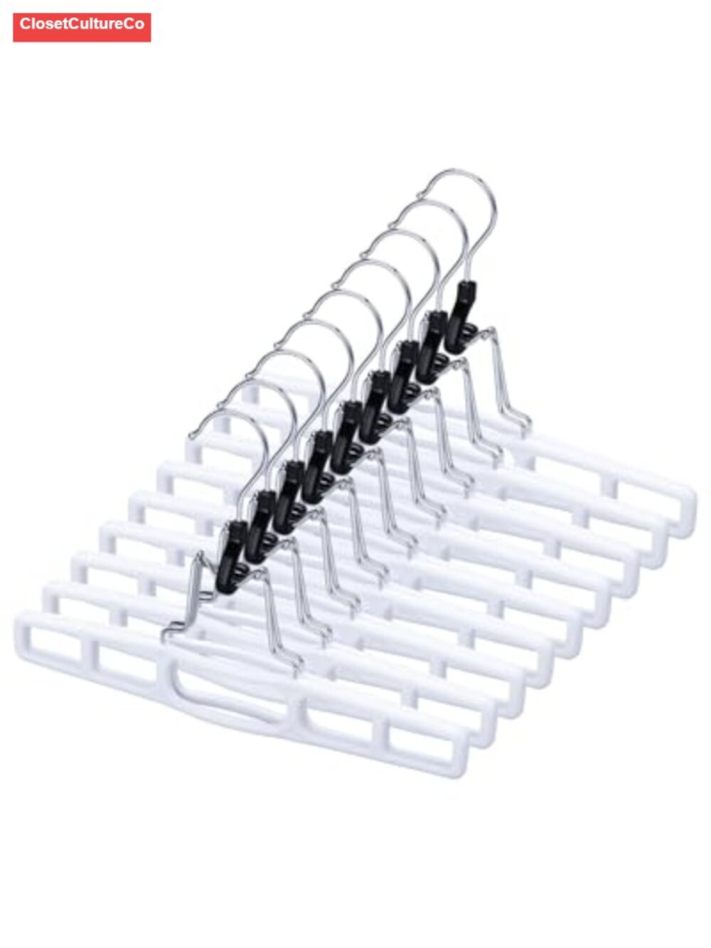 12 Pack Plastic Pants Hangers Clamp Hangers Space Saving for Pants Skirts